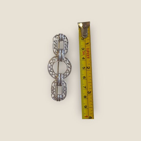 Vintage Signed Monet Silver Tone Bar Art Deco Pin Brooch Estate - Picture 8 of 8